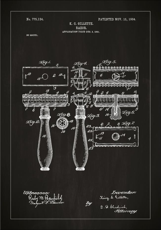 Bildverkstad Patent drawing - Razor - Black Poster