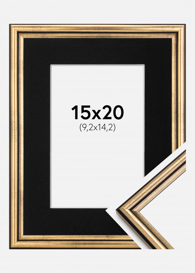 Ram med passepartou Frame Horndal Gold 15x20 cm - Picture Mount Black 4x6 inches