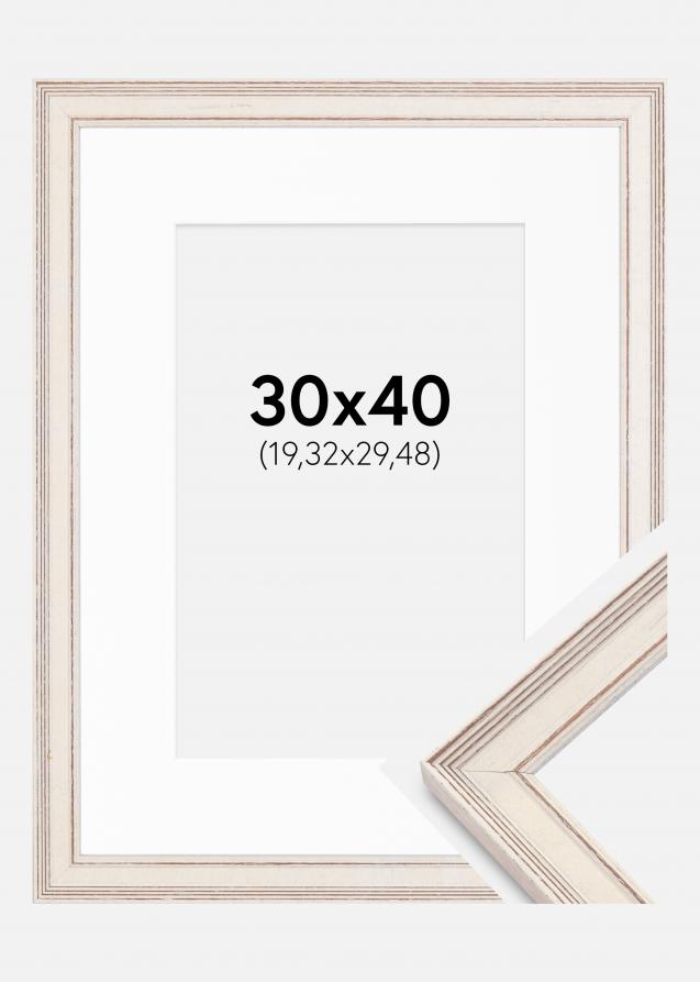 Ram med passepartou Frame Shabby Chic White 30x40 cm - Picture Mount White 8x12 inches