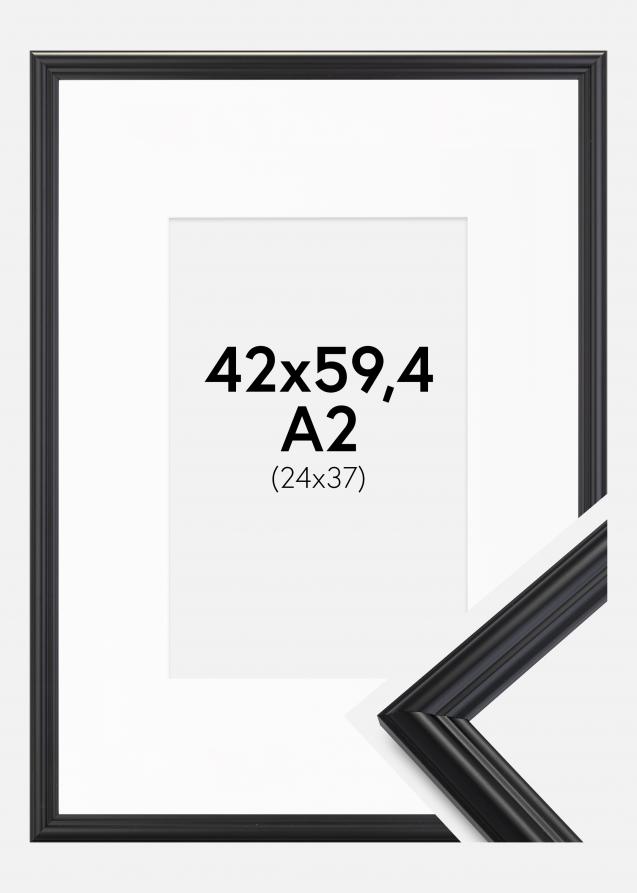 Ram med passepartou Frame Siljan Black 42x59.4 cm (A2) - Picture Mount White 25x38 cm