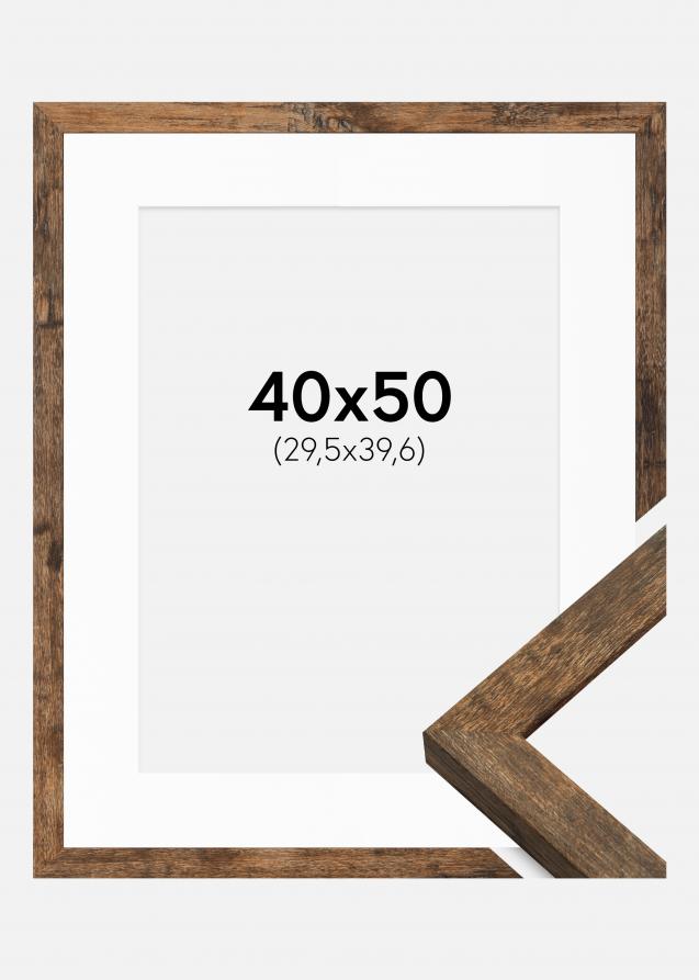 Ram med passepartou Frame Fiorito Washed Oak 40x50 cm - Picture Mount White 12x16 inches