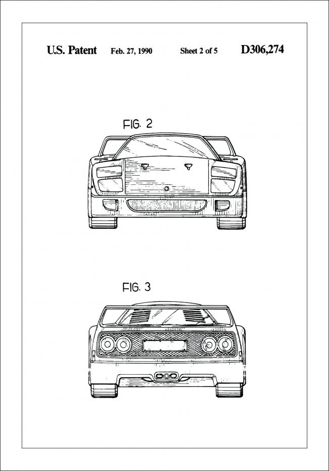 Bildverkstad Patent drawing - Ferrari F40 III Poster