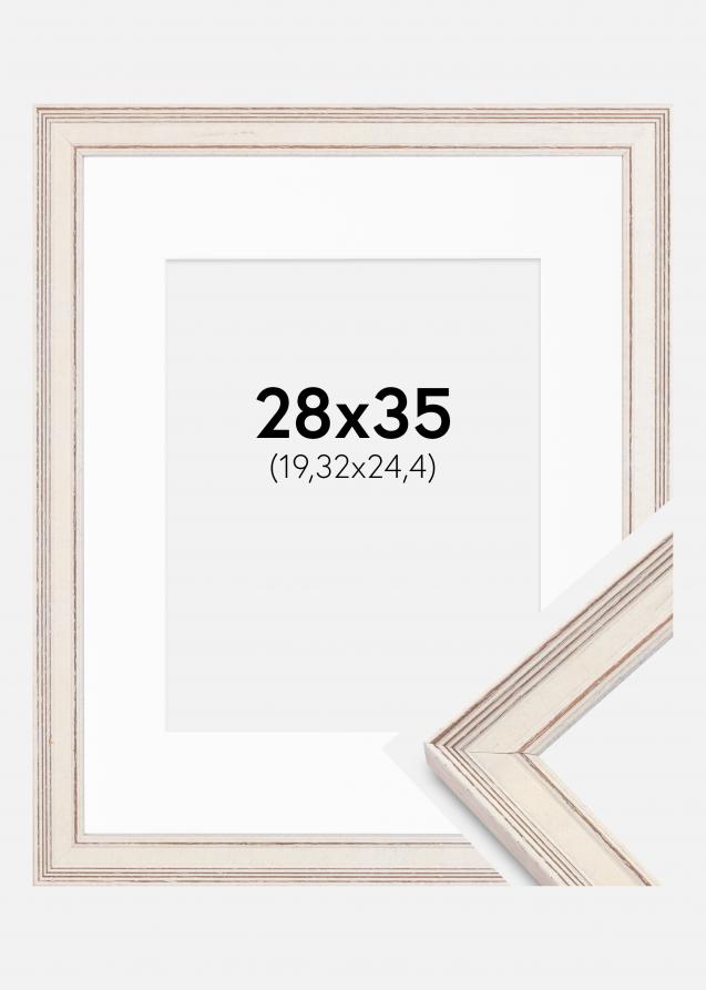 Ram med passepartou Frame Shabby Chic White 28x35 cm - Picture Mount White 8x10 inches