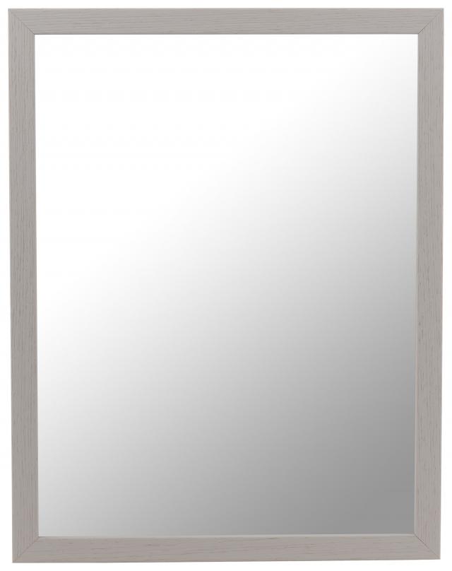 Spegelverkstad Mirror Birch ö - Light grey wood grain textured - Custom Size