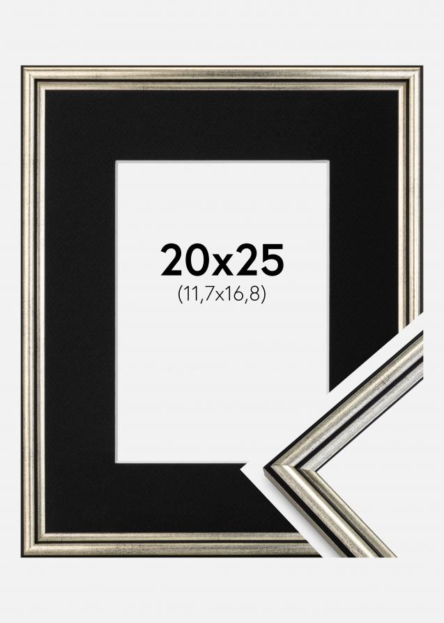 Ram med passepartou Frame Horndal Silver 20x25 cm - Picture Mount Black 5x7 inches