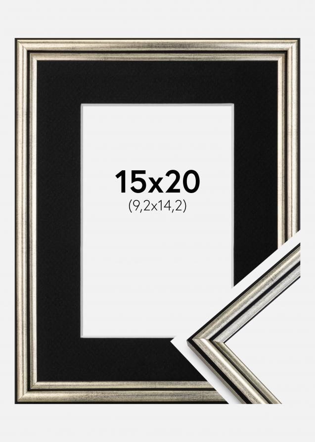 Ram med passepartou Frame Horndal Silver 15x20 cm - Picture Mount Black 4x6 inches