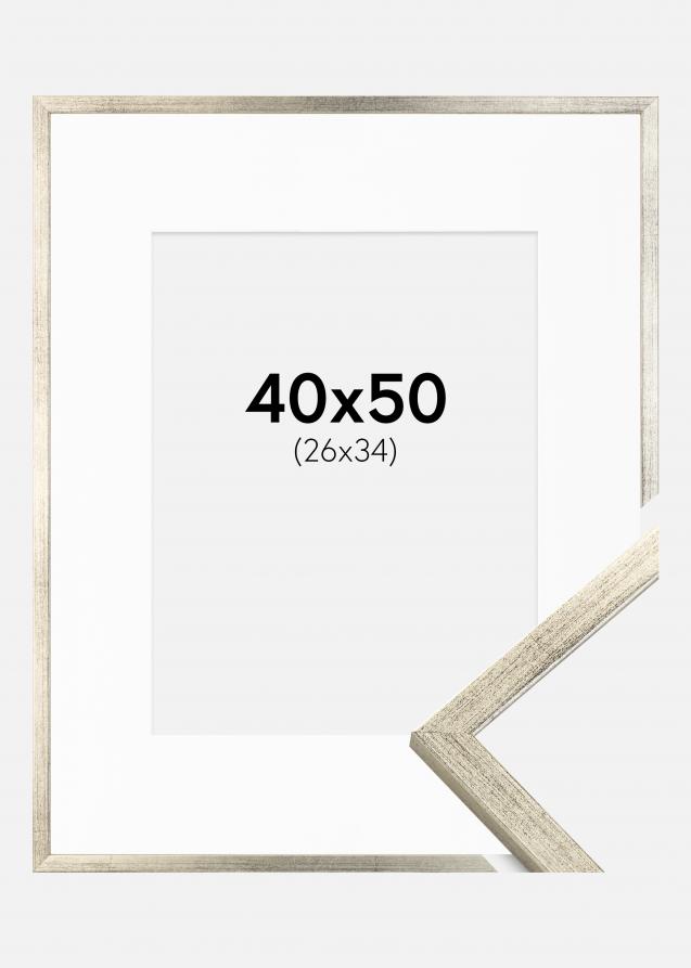 Ram med passepartou Frame Galant Silver 40x50 cm - Picture Mount White 27x35 cm
