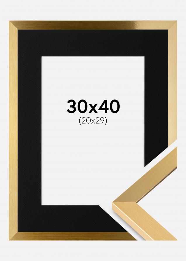 Ram med passepartou Frame Selection Gold 30x40 cm - Picture Mount Black 21x30 cm