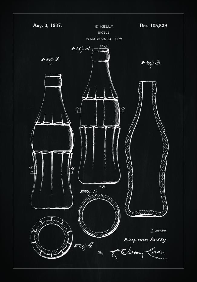 Bildverkstad Patent drawing - Coca-Cola bottle - Black Poster