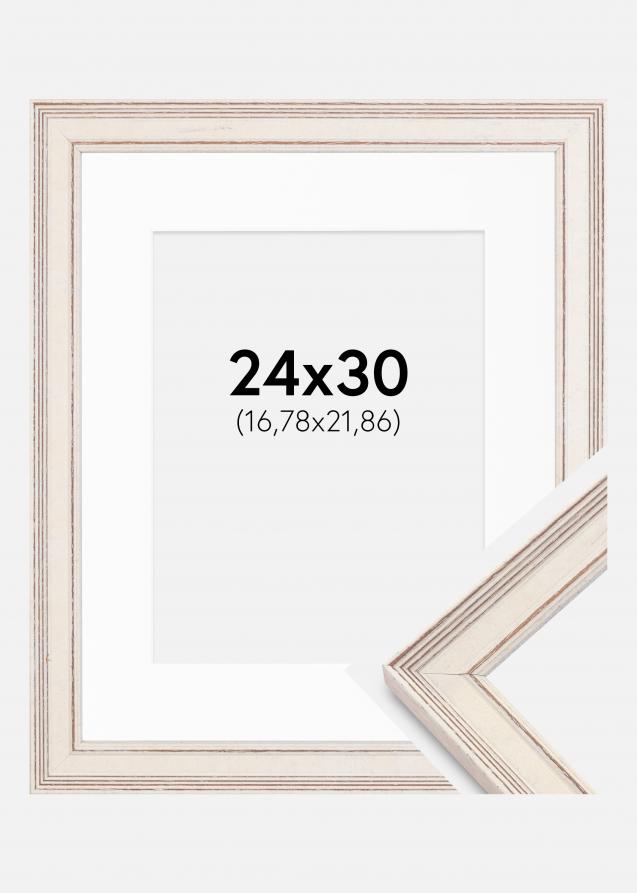 Ram med passepartou Frame Shabby Chic White 24x30 cm - Picture Mount White 7x9 inches