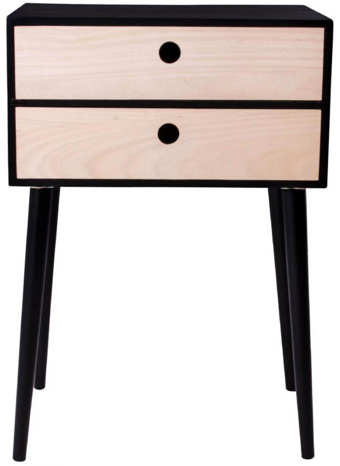 House Nordic Bedside table Rimini 32x45 cm - Black/Wood