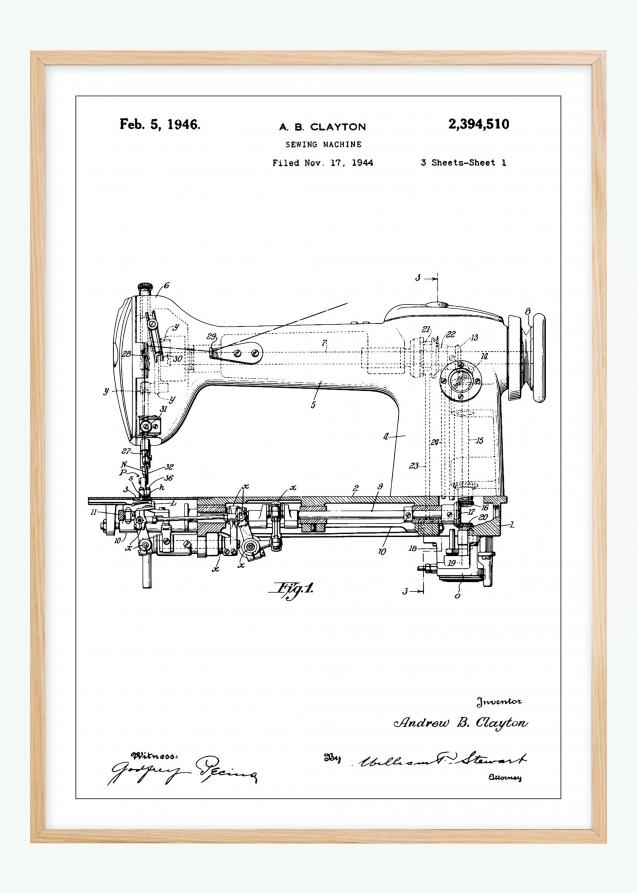 Bildverkstad Patent drawing - Sewing machine I Poster