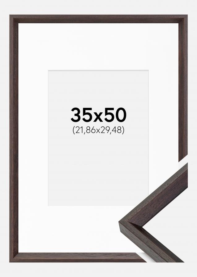 Ram med passepartou Frame Globe Espresso 35x50 cm - Picture Mount White 9x12 inches