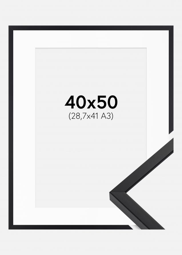 Ram med passepartou Frame E-Line Black 40x50 cm - Picture Mount White 29,7x42 cm (A3)
