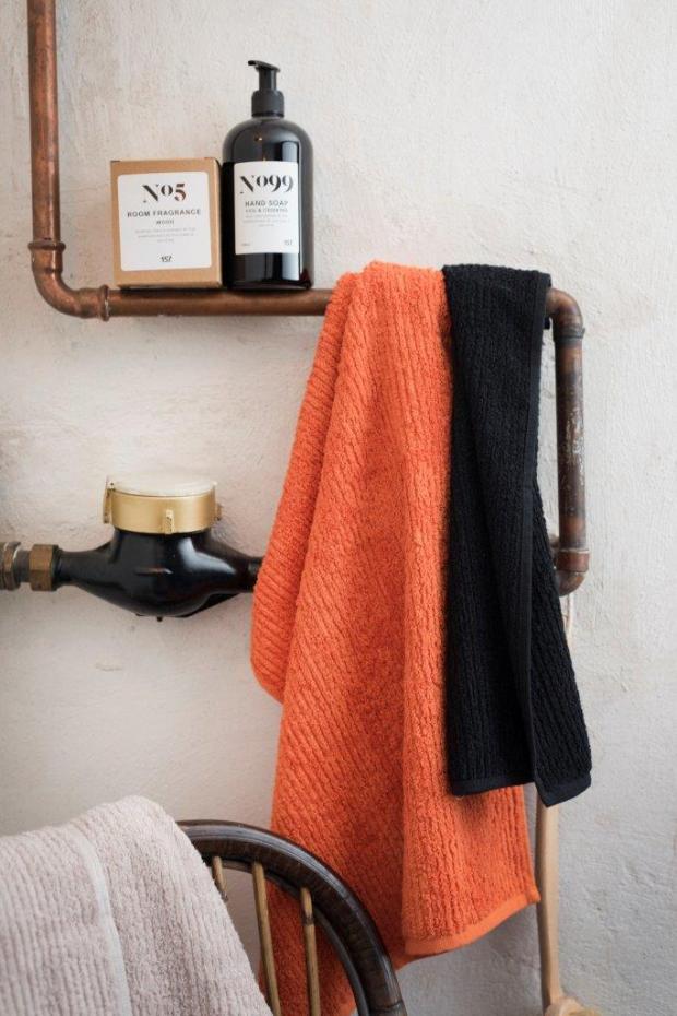 Anvnds ej Guest Towel Stripe Terrycloth - Black 30x50 cm
