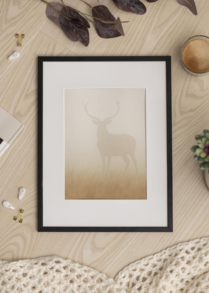 Ram med passepartou Frame Galant Black 30x40 cm - Picture Mount White 8x12 inches
