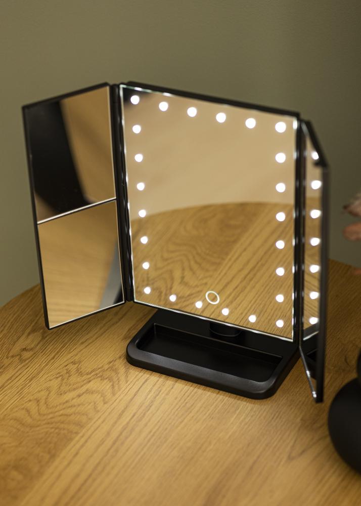 KAILA KAILA Make-up Mirror Tri-Fold Magnifying Black 20x30 cm