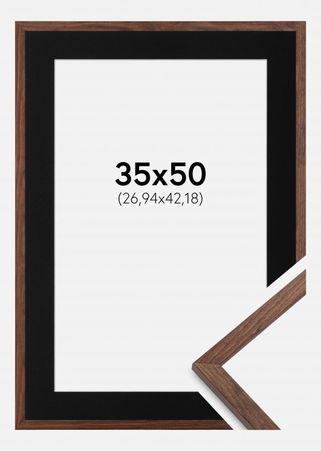 Ram med passepartou Frame Galant Walnut 35x50 cm - Picture Mount Black 11x17 inches