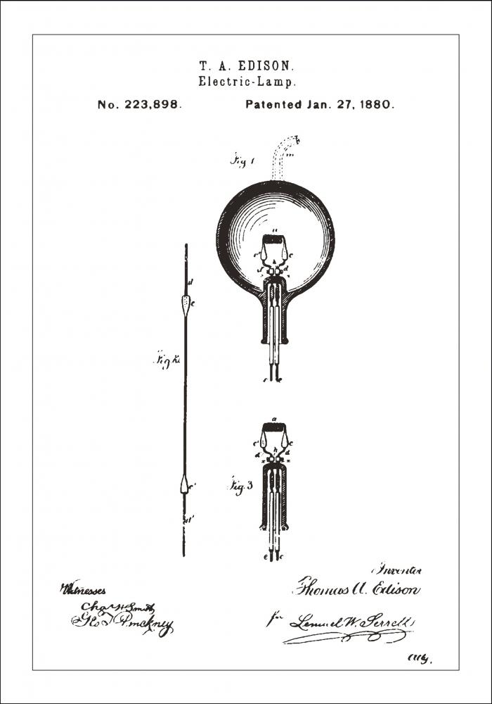Bildverkstad Patent drawing - Lightbulb B - White Poster