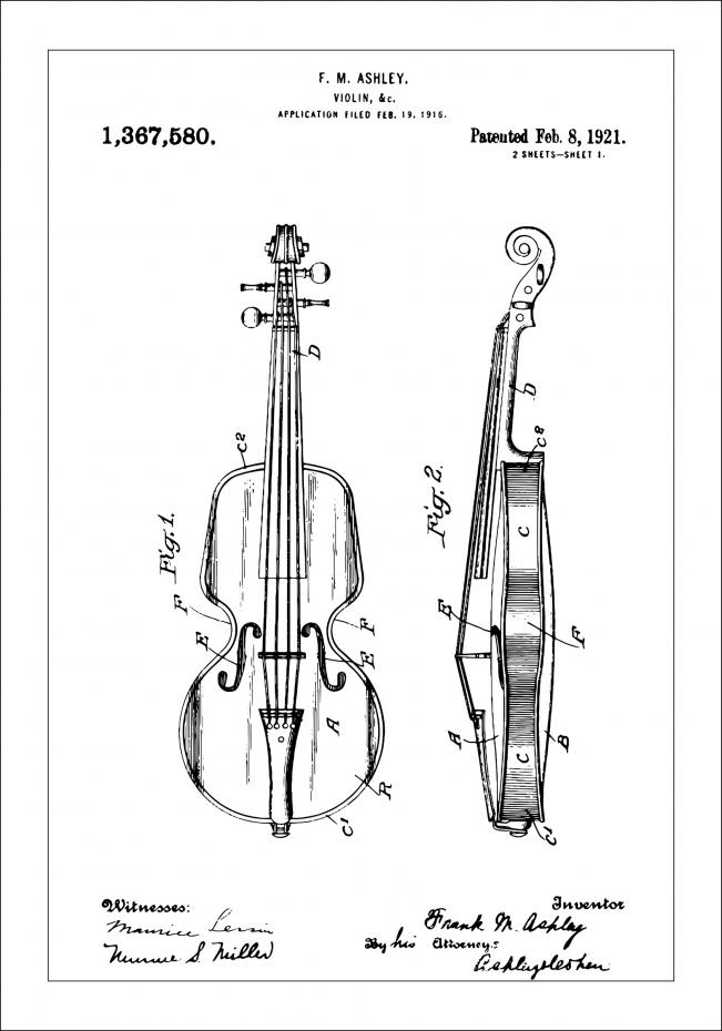 Bildverkstad Patent drawing - Violin Poster