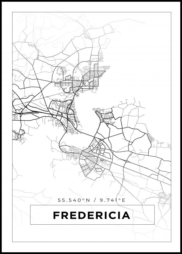 Bildverkstad Map - Fredericia - White Poster