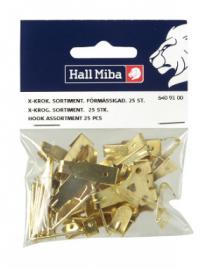 Hallmiba X picture hook Brass plated 25 st