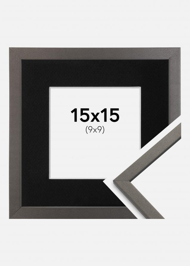 Ram med passepartou Frame Edsbyn Graphite 15x15 cm - Picture Mount Black 10x10 cm