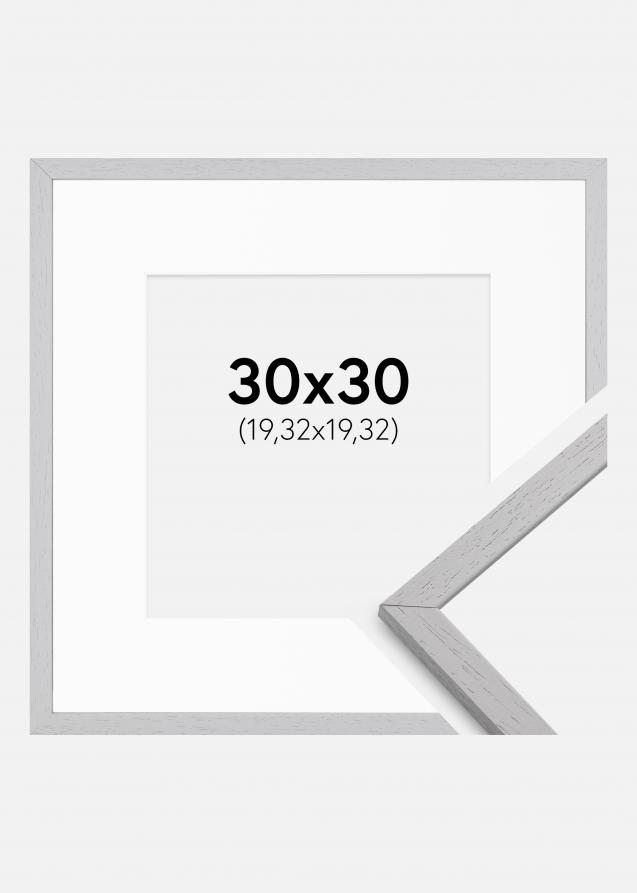 Ram med passepartou Frame Edsbyn Grey 30x30 cm - Picture Mount White 8x8 inches