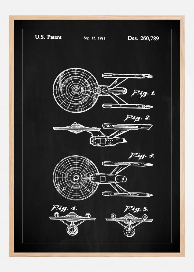 Bildverkstad Patent drawing - Star Trek - USS Enterprise - Black Poster