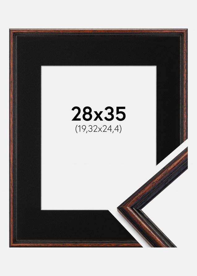 Ram med passepartou Frame Horndal Walnut 28x35 cm - Picture Mount Black 8x10 inches