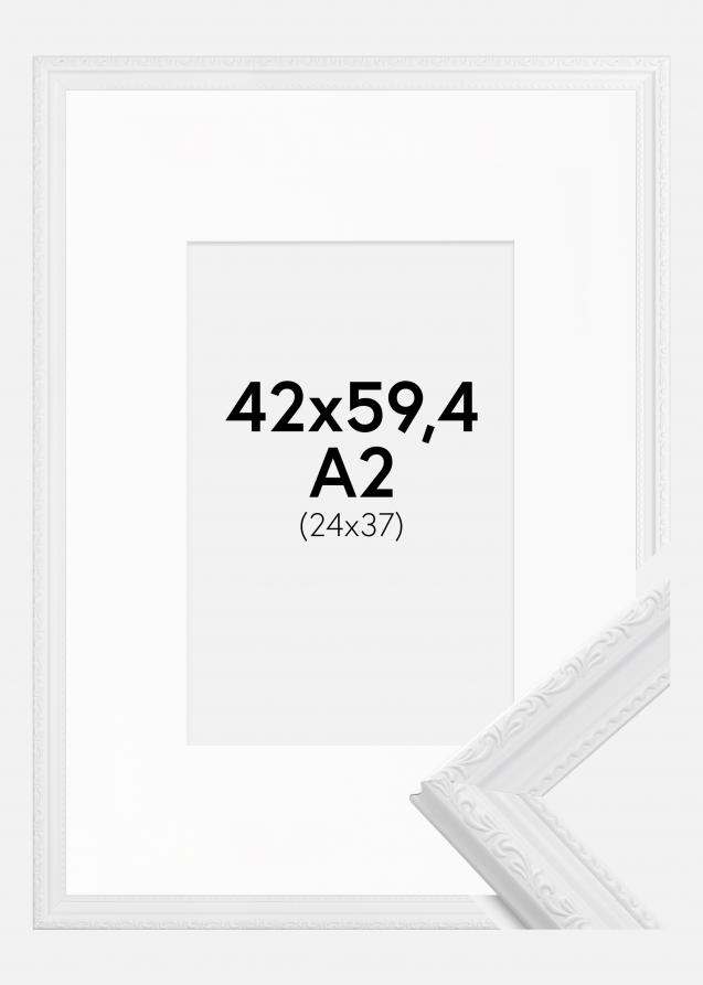 Ram med passepartou Frame Abisko White 42x59.4 cm (A2) - Picture Mount White 25x38 cm