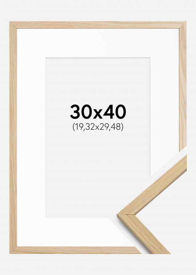 Ram med passepartou Frame Edsbyn Oak 30x40 cm - Picture Mount White 8x12 inches