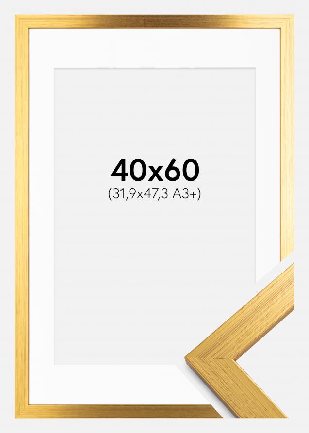 Ram med passepartou Frame Gold Wood 40x60 cm - Picture Mount White 32.9x48.3 cm (A3+)