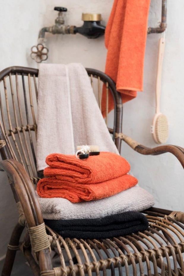 Anvnds ej Bath Towel Stripe Terrycloth - Orange 90x150 cm