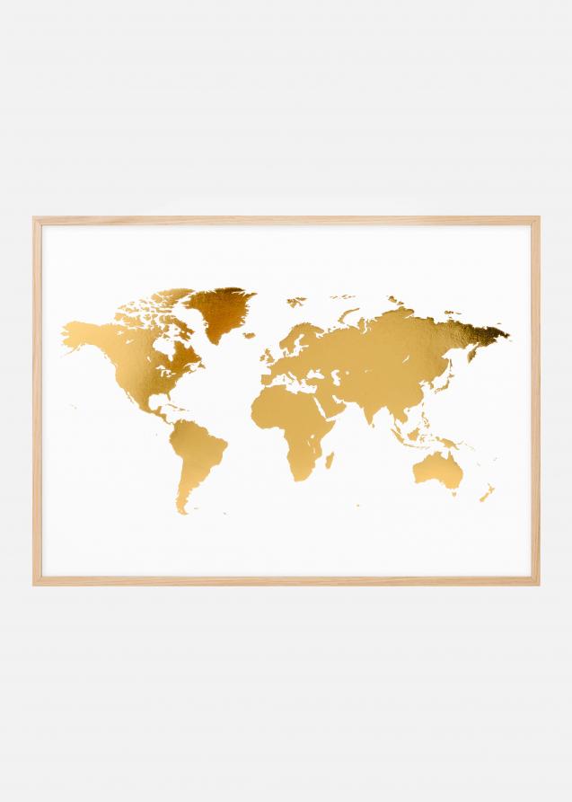 Göteborgstryckeriet World map Gold - Foil Poster