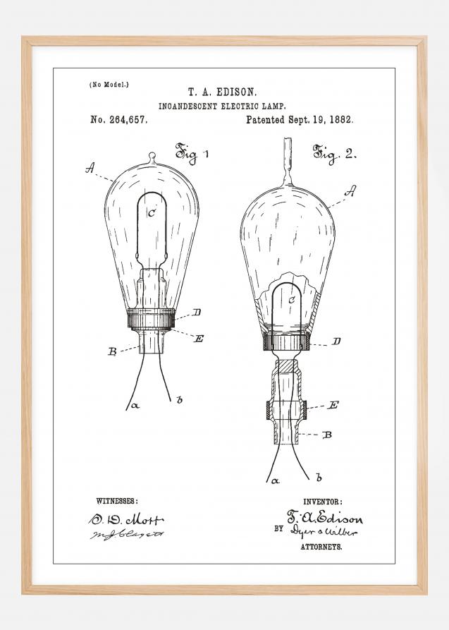 Bildverkstad Patent drawing - Lightbulb A - White Poster
