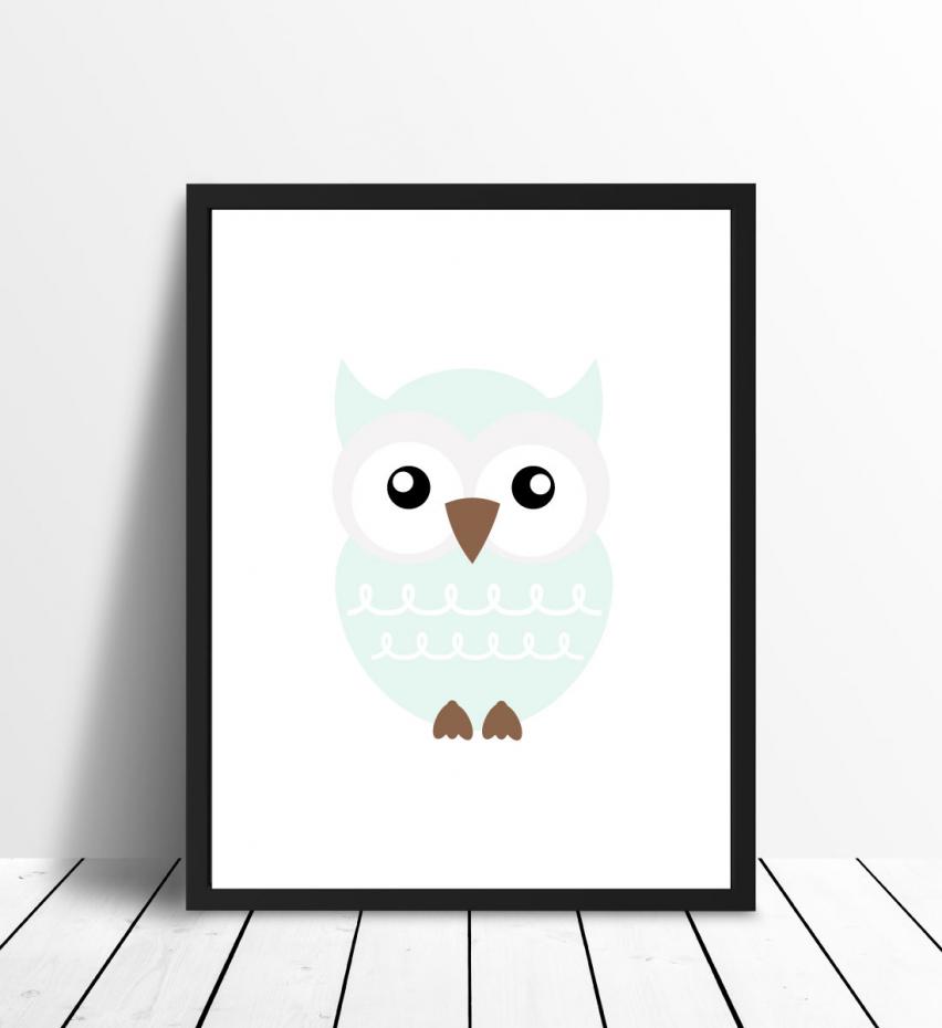 Bildverkstad Owl Solo - Ice blue Poster