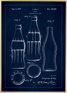 Bildverkstad Patent drawing - Coca-Cola bottle - Blue Poster