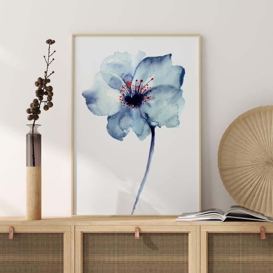 Bildverkstad Aquarelle Flower - Blue Poster