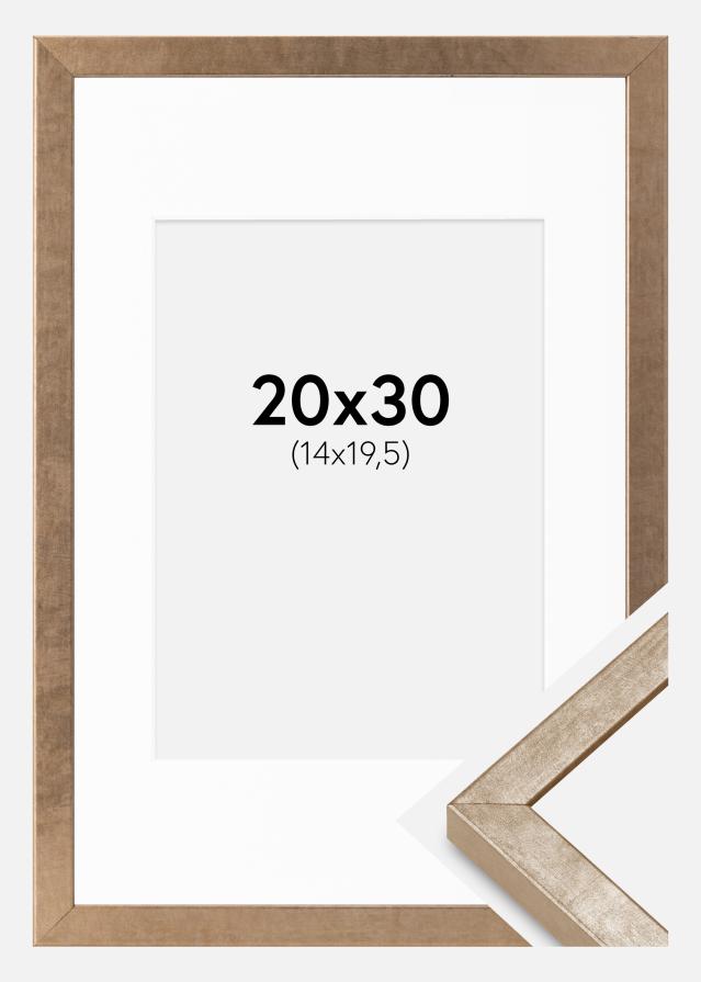 Ram med passepartou Frame Ares Brass 20x30 cm - Mounts White 15x21 cm