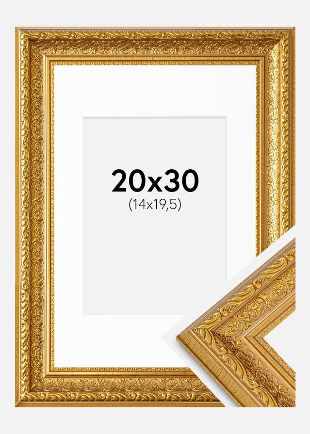Ram med passepartou Frame Ornate Gold 20x30 cm - Mounts White 15x21 cm