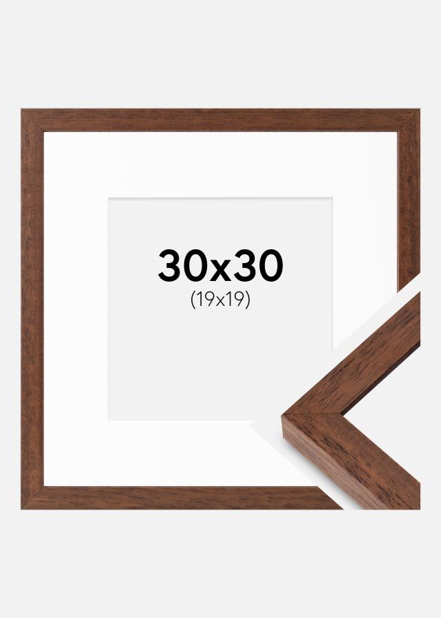 Ram med passepartou Frame Hermes Teak 30x30 cm - Mounts White 20x20 cm