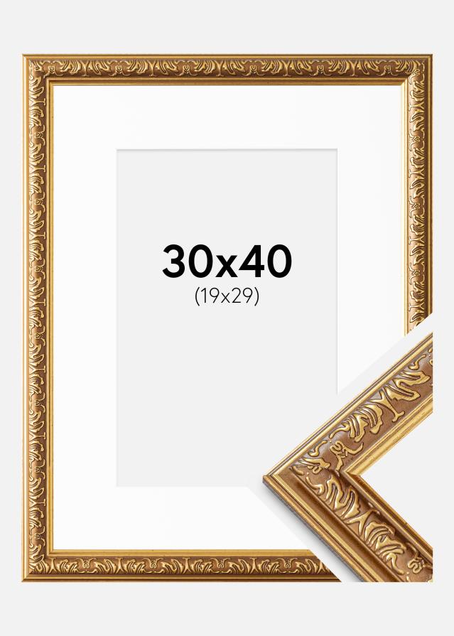 Ram med passepartou Frame Swirl Gold 30x40 cm - Mounts White 20x30 cm