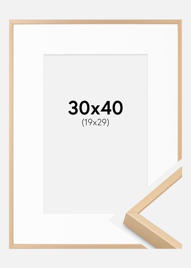 Ram med passepartou Aluminium Frame Brass 30x40 cm - Mounts White 20x30 cm