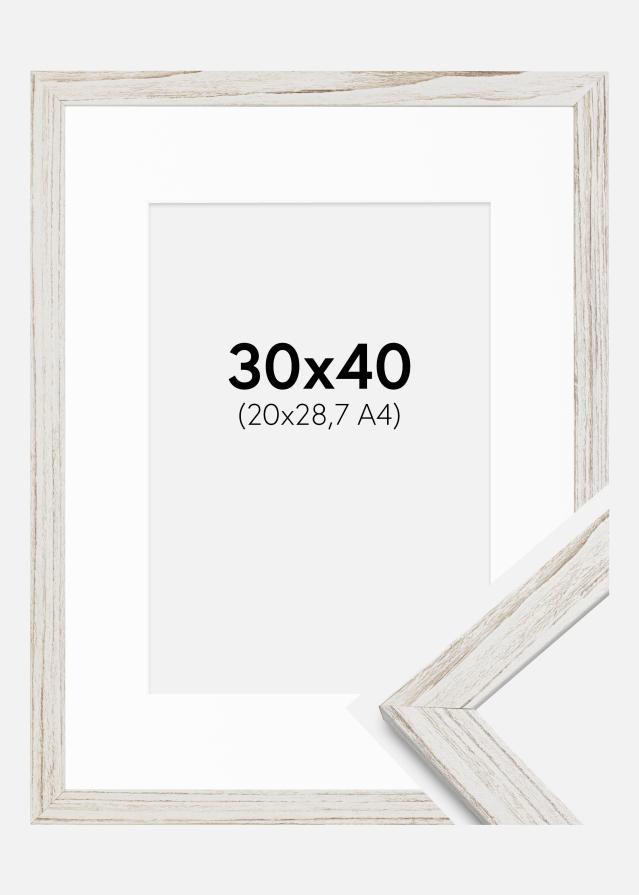 Ram med passepartou Frame Stilren Vintage White 30x40 cm - Mounts White 21x29.7 cm
