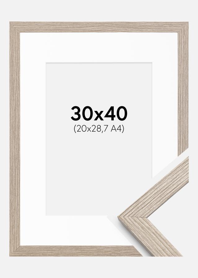 Ram med passepartou Frame Stilren Greige Oak 30x40 cm - Mounts White 21x29.7 cm