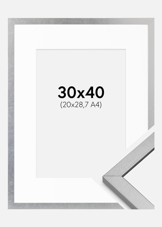 Ram med passepartou Frame Minerva Silver 30x40 cm - Mounts White 21x29.7 cm