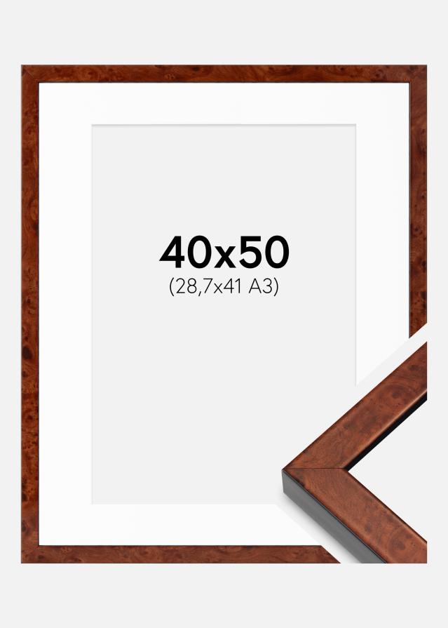 Ram med passepartou Frame Hermes Walnut 40x50 cm - Mounts White 29.7x42 cm