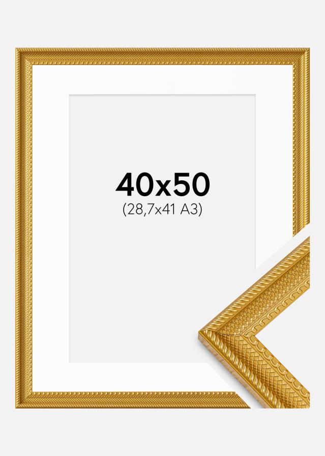 Ram med passepartou Frame Lattice Gold 40x50 cm - Mounts White 29.7x42 cm