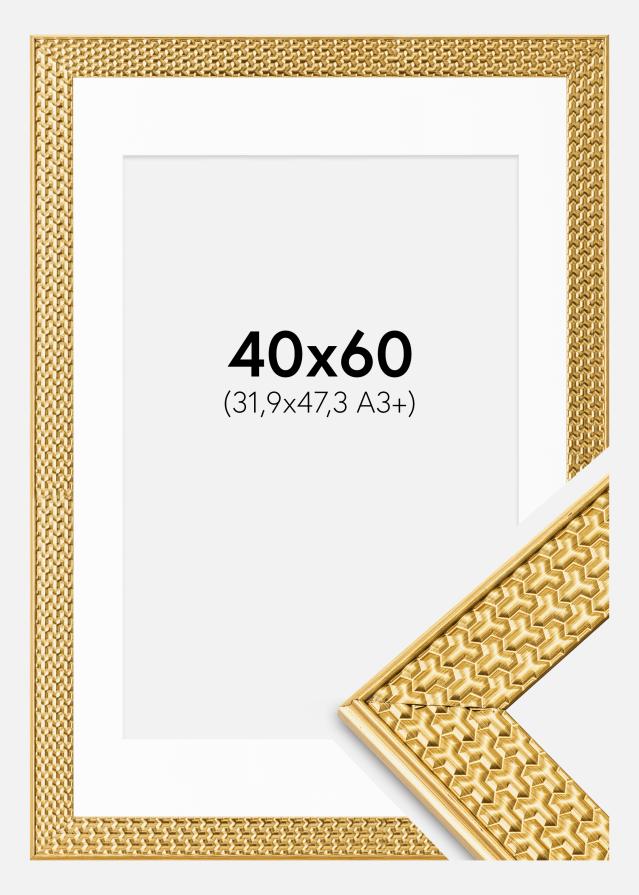 Ram med passepartou Frame Grace Gold 40x60 cm - Picture Mount White 32.9x48.3 cm (A3+)
